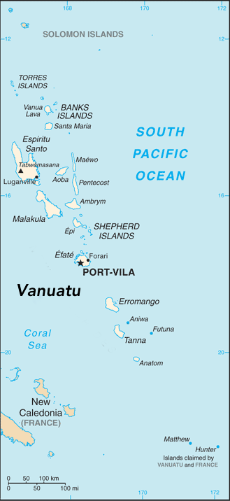 Map of Vanuatu Islands